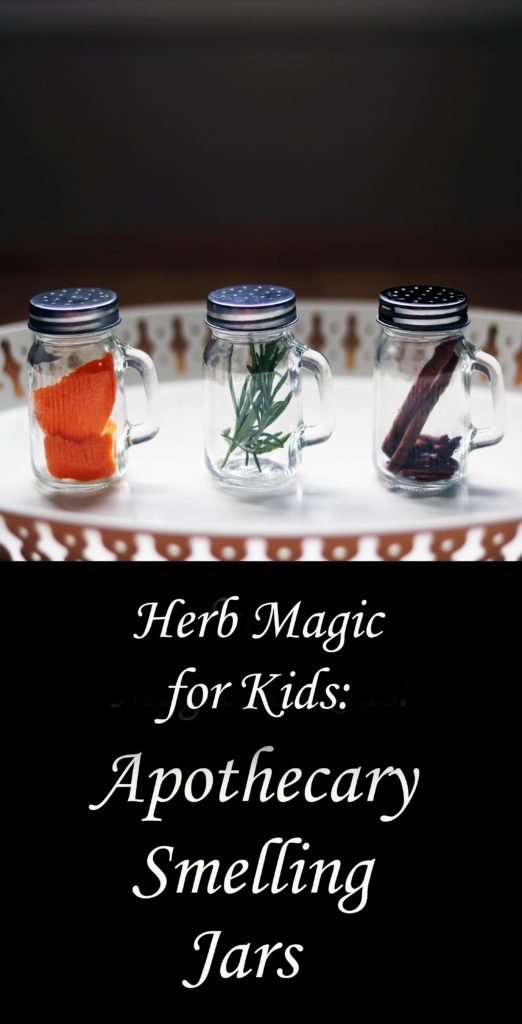 Apothecary herb smelling jars for kids.