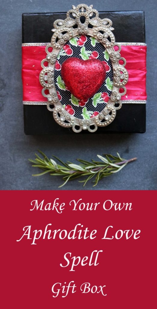 DIY Aphrodite love spell gift box. Honor the Greek goddess of love by giving a handmade love spell box to a friend or lover. This tutorial offers inspiration for upcycling what you already have to create an original, artful spell box.