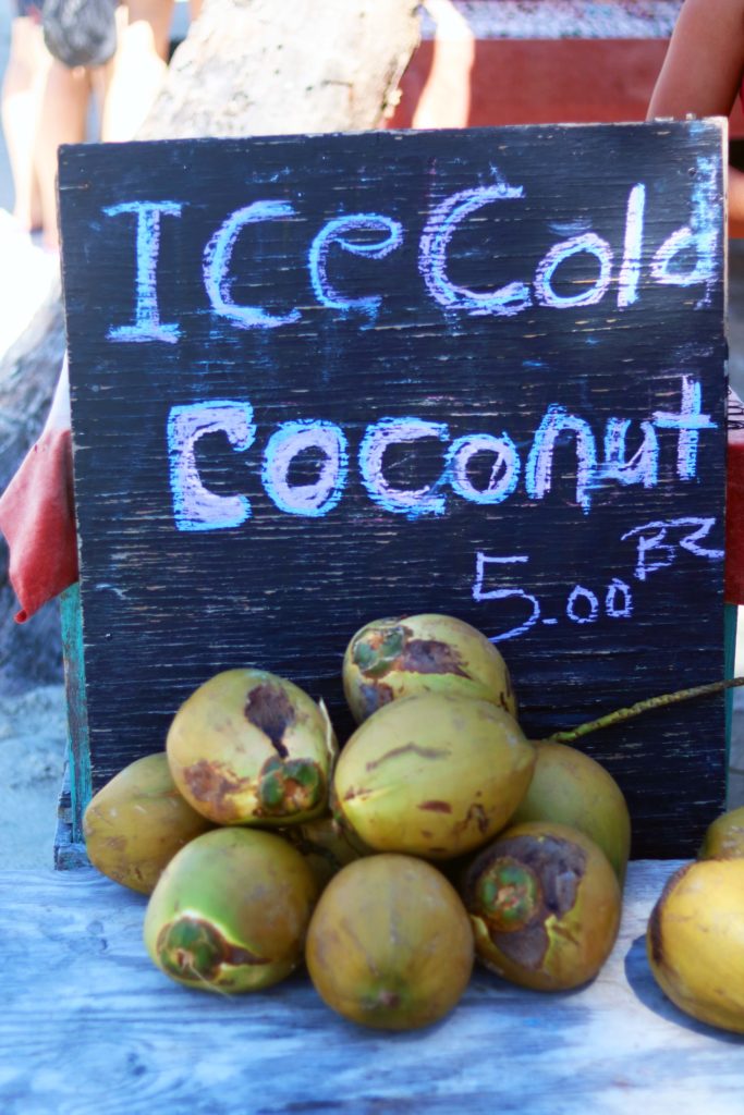 Ice cold coconuts in Caye Caulker, Belize