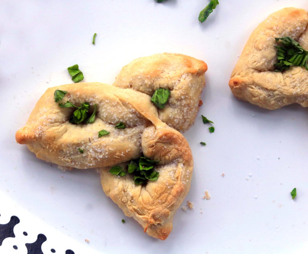 Triquetra Celtic knot bread with garlic, fresh garden herbs and Irish cheese. The PERFECT bread recipe for Lammas.