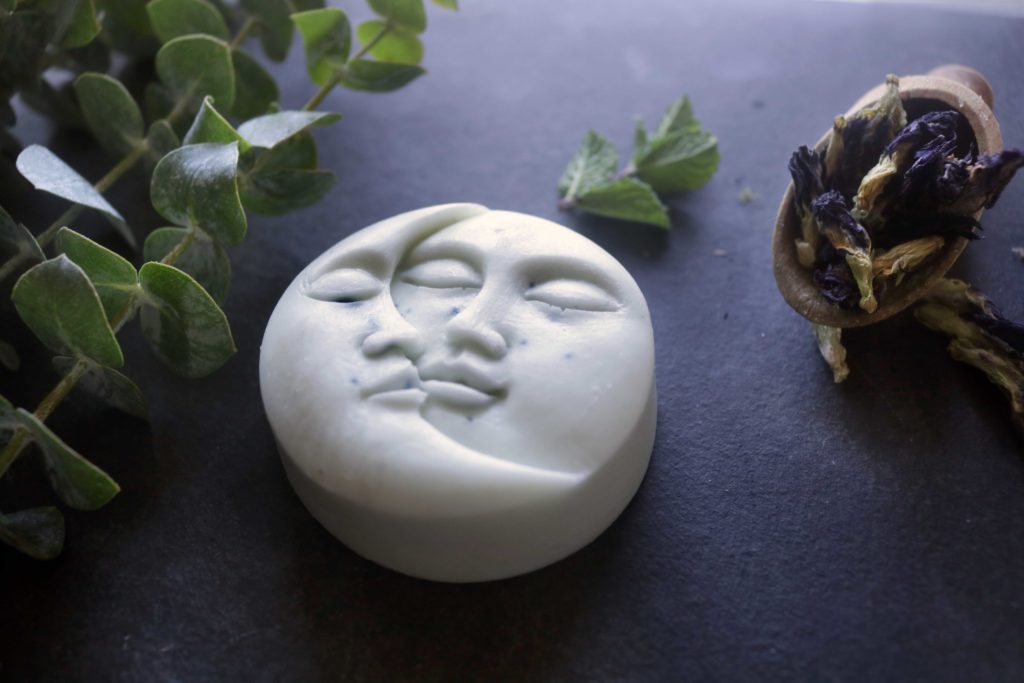 Magickal Moon Soap tutorial with eucalyptus and mint. This is a super easy, melt-and-pour recipe. No messing around with lye or caustic chemicals!