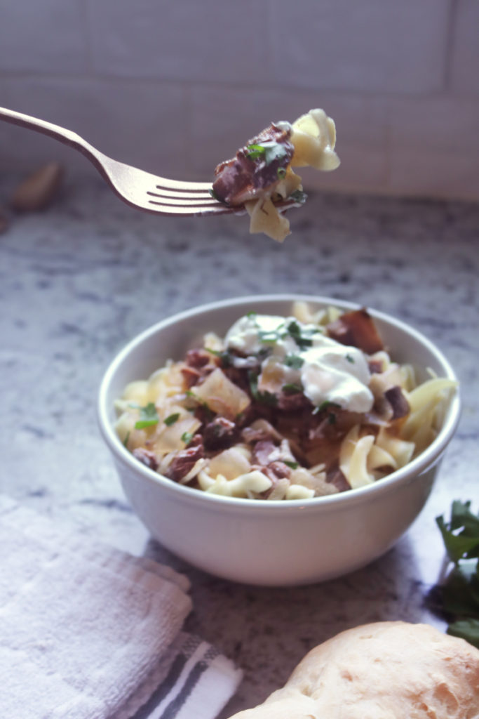 Autumn slow-brewed beer stroganoff. I know what's brewing' in my cauldron tonight!