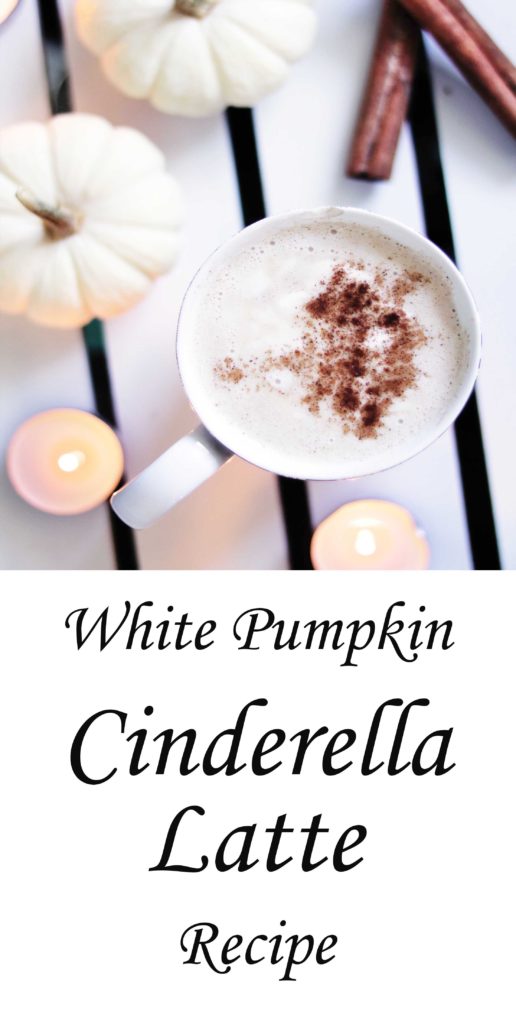 Vegan white pumpkin Cinderella latte recipe with coconut whipped cream.