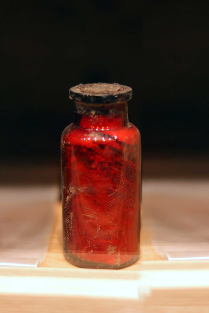 Bottle of mysterious liquid on display at the Crescent Hotel in Eureka Springs, Arkansas.