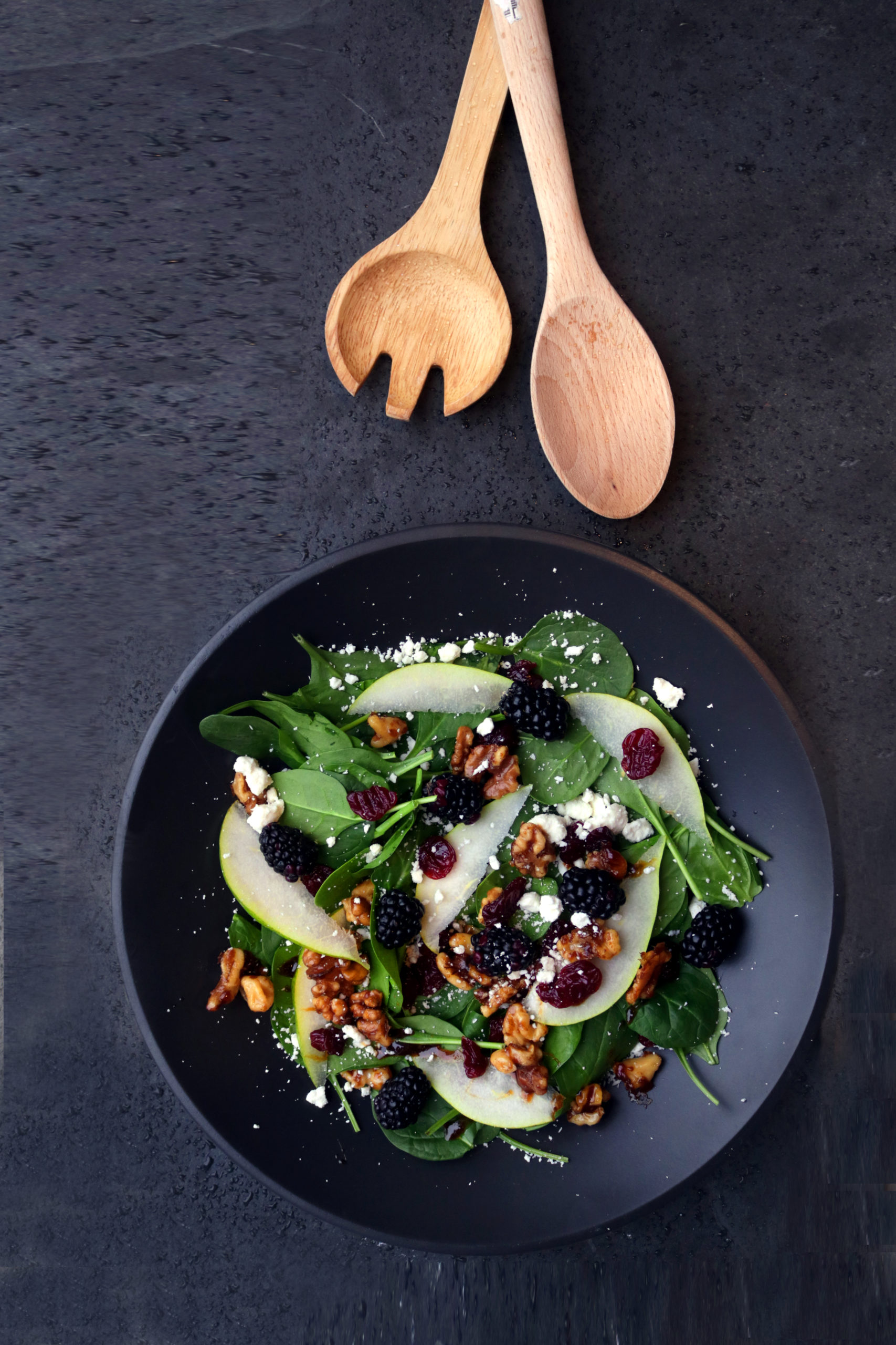 A kitchen witch's pear berry spring goddess bowl with roasted walnuts.