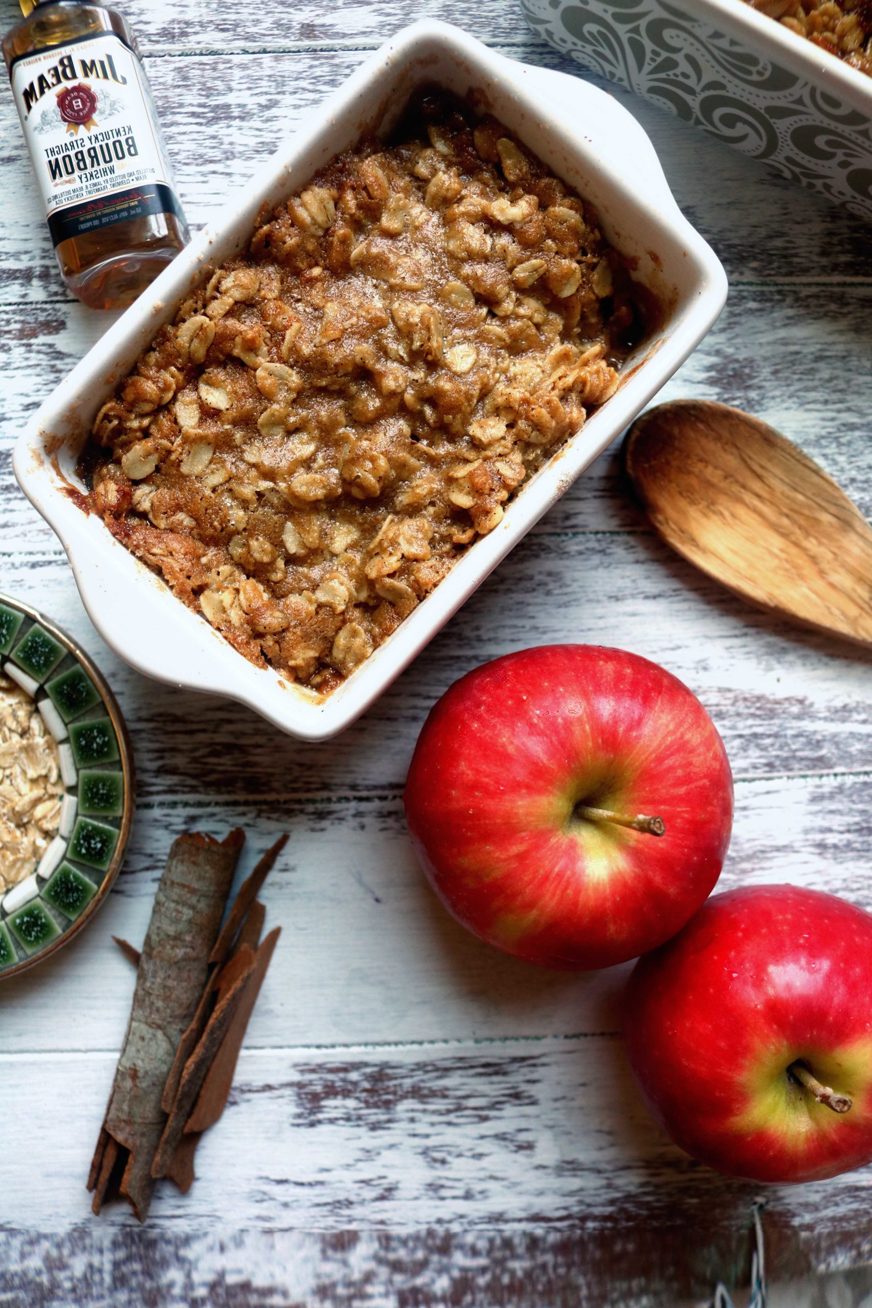 Bourbon apple crisp recipe for Mabon, the Fall Equinox or Thanksgiving.