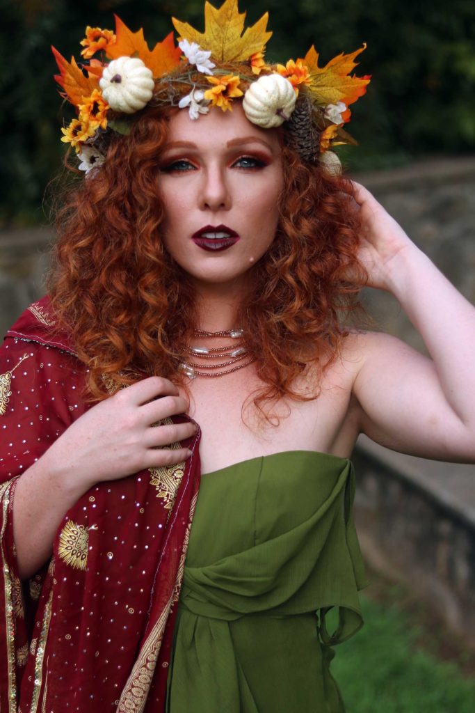 Make an autumn hair wreath to celebrate the Fall Equinox.