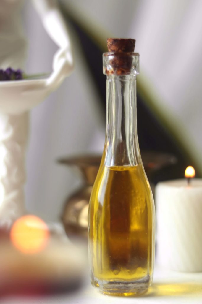 Sacred oil for household altar.