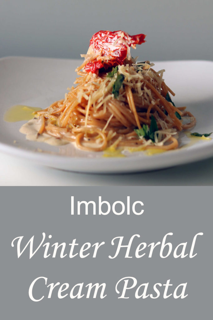 Imbolc Winter Herbal Cream Pasta Recipe