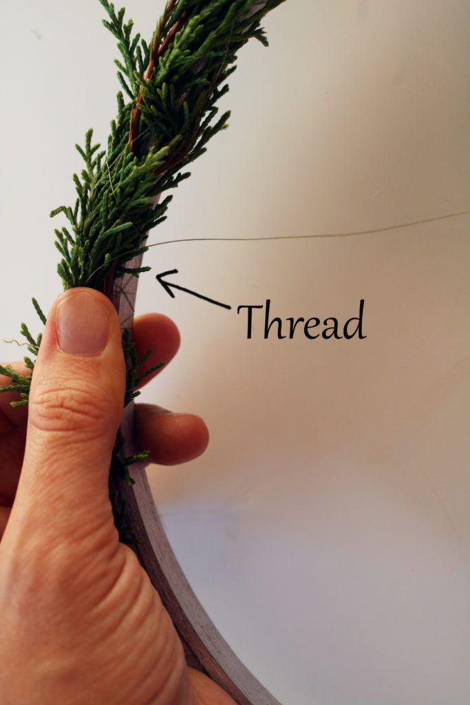 Evergreen embroidery hoop wreath tutorial.