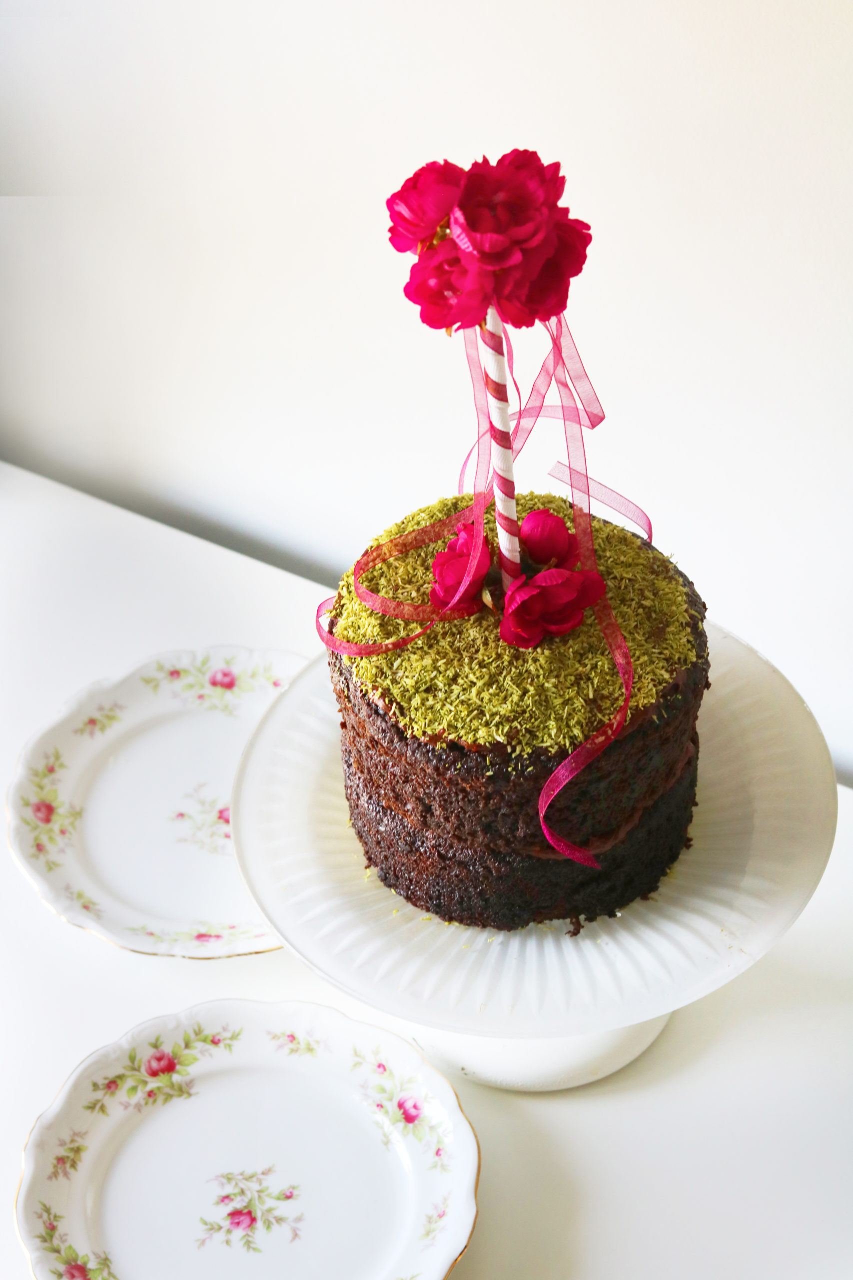 Beltane Maypole Cake with Edible Moss.