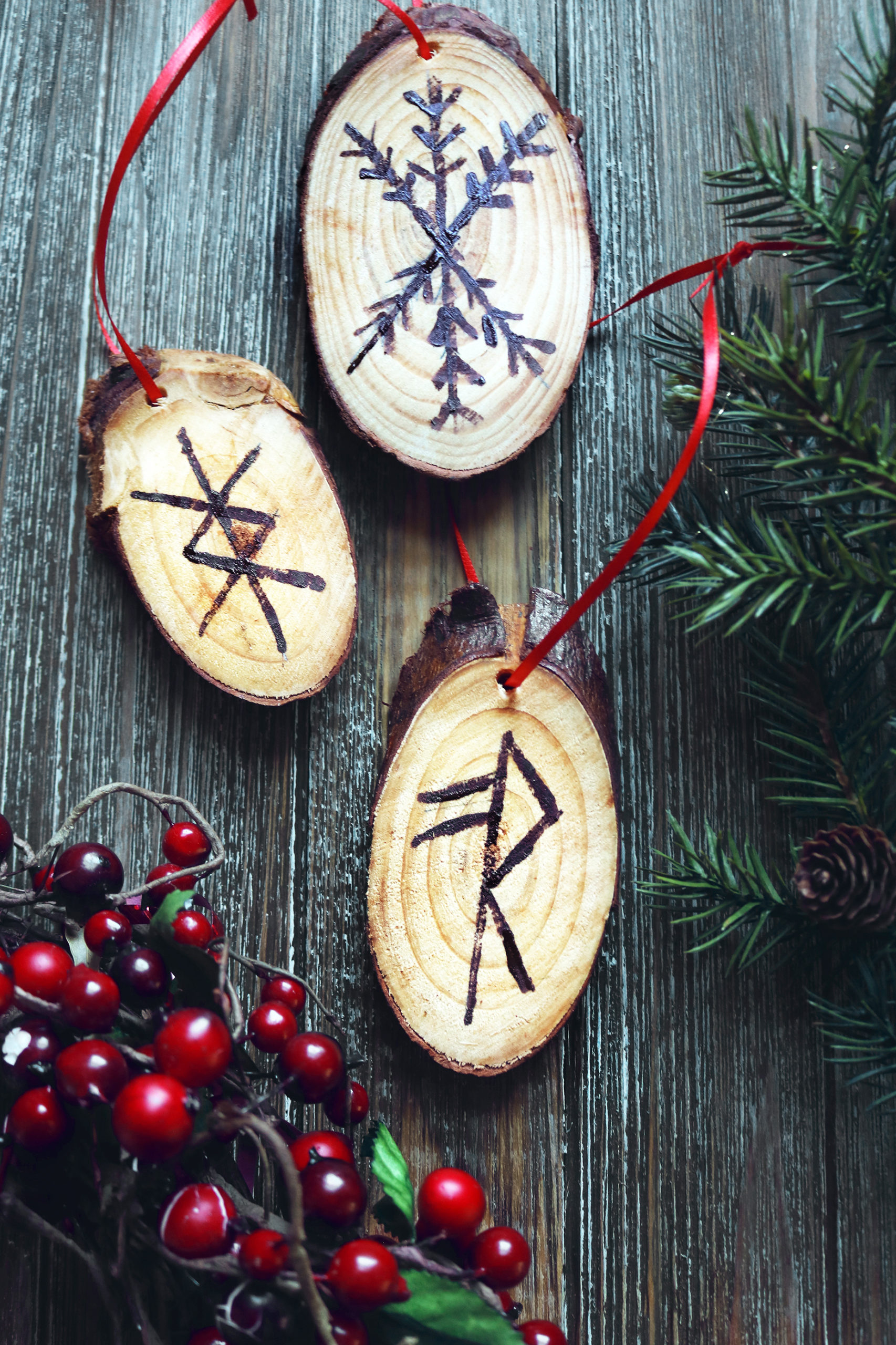 Create beautiful, handmade rune ornaments for your Yule tree or to give away for the Winter Solstice.